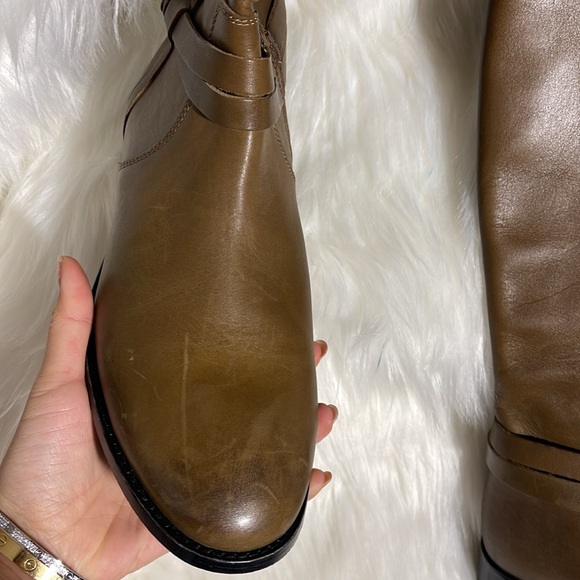 Frye Melissa belted tall boots in dark taupe - Picture 7 of 8